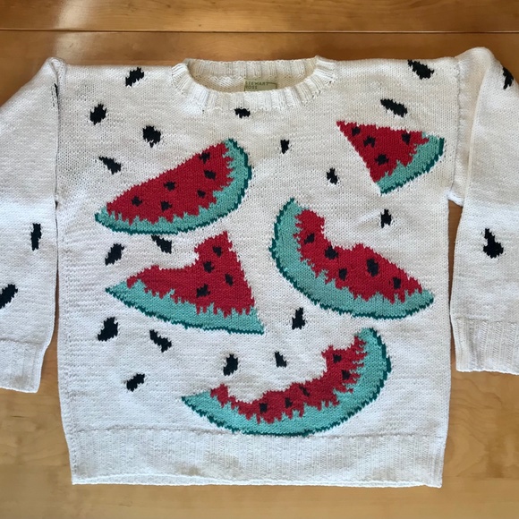Stewart Ross Sweaters - Vintage Collectible Stewart Ross Hand-Knit Watermelon Sweater